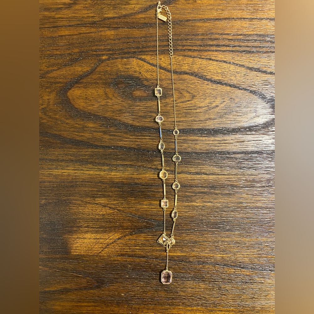 Kate Spade Gold Necklace with pink jewels